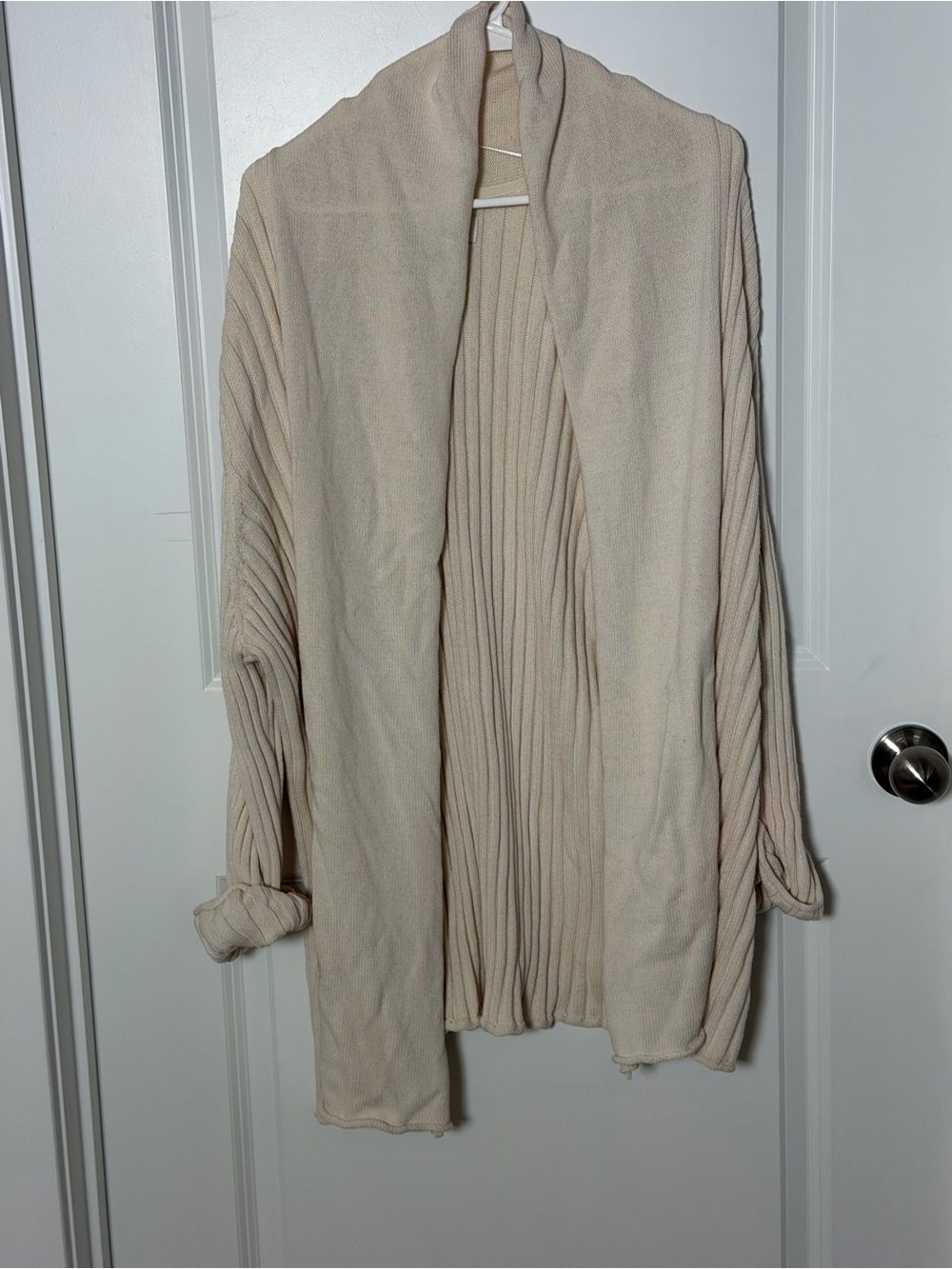 Sonoma Life + Style Women’s 3X Cream Ribbed Open Front Cardigan Sweater